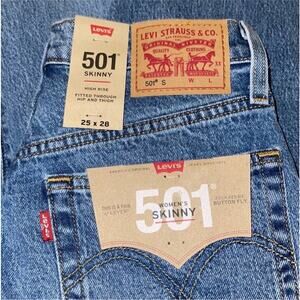 Levi's Women's 501 High-Rise Skinny Jeans Sz 25 x 28 raw hem button fly